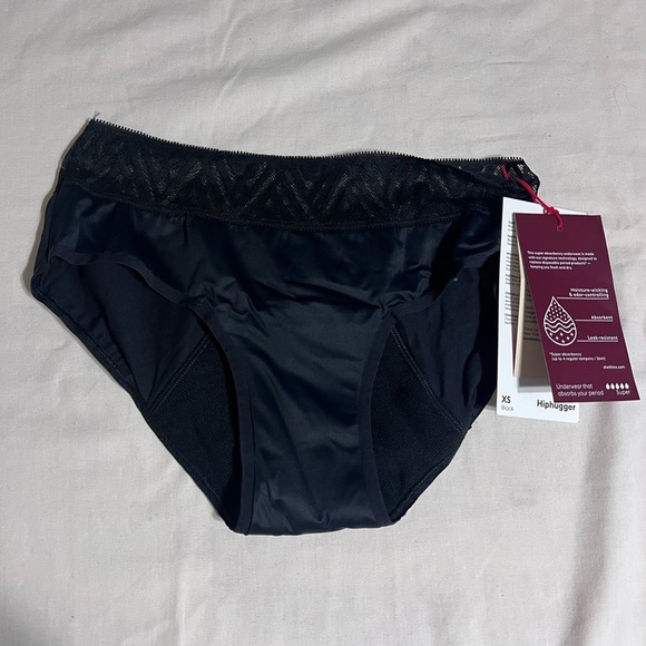 NWT Thinx Hiphugger Period Panties Underwear Black Super Absorbency Sz XS NEW!! - Picture 1 of 8